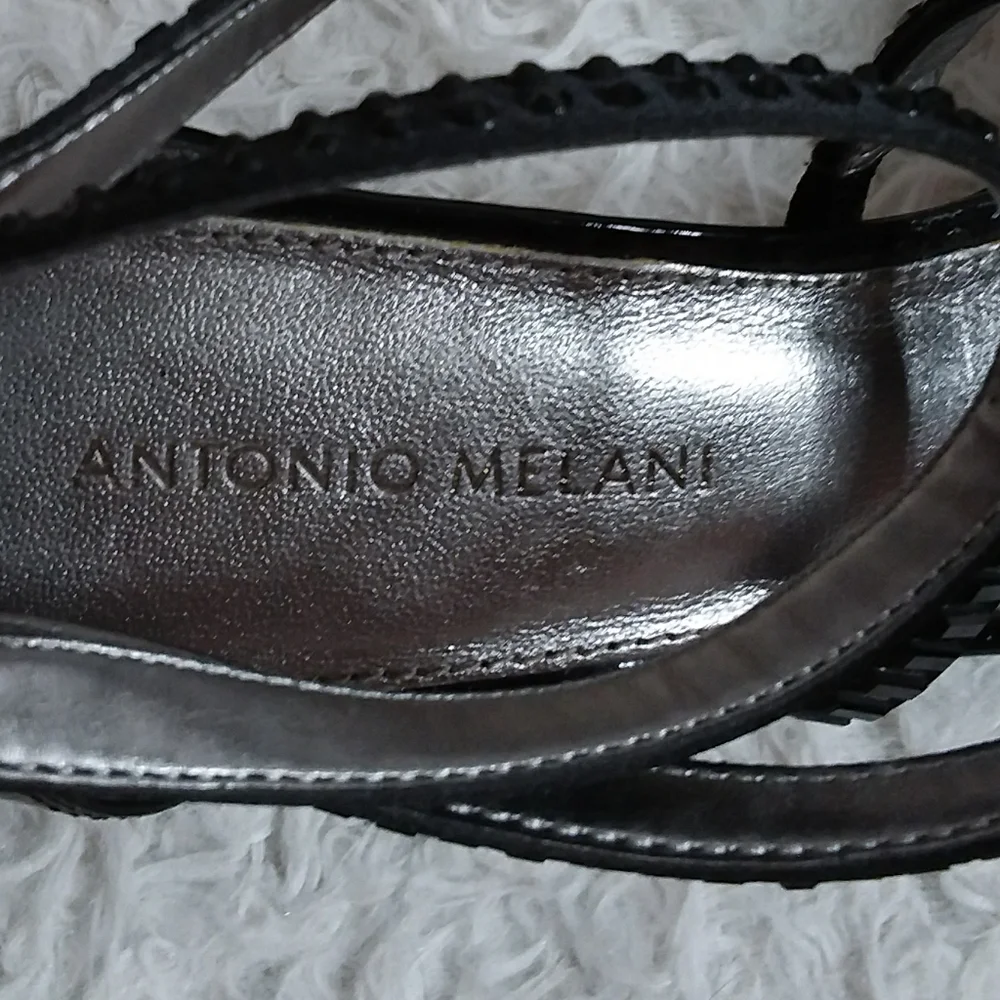 Antonio Melani black crystal embellished strappy heels size 9M - Picture 10 of 10